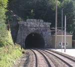 Nordportal des 7976 Meter langen Karawankentunnels der sterreich mit Slowenien verbindet. Das Bild wurde am Zugschluss (Plattform) des IC 210  Sava  am 01.07.2007 beim Ausfahren aus dem Tunnel aufgenommen