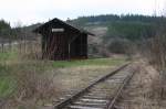 Ehemalige Bahnlinie Waidhofen/Thaya-Slavonice: Hier die Überreste der Haltestelle Gilgenberg, Blick Richtung Tschechien.