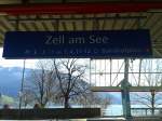 Bahnhofsschild von Zell am See am 19.4.2015