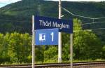 Bahnhofsschild von Thörl-Maglern am 21.5.2013.