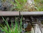 Schienenstoss mit Schraubverbindung, entlang der ehemaligen Anschlußbahn zur Brauerei-Zipf; 160417