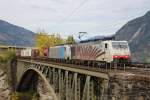 Am 10.10.2014 kam die 189.918 sowie 186.288 mit dem TEC 41855 ins Gasteinertal, aufgenommen auf der Angerschluchtbrücke.
