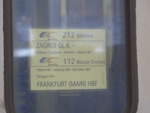 Zuglaufschild des EC 112  Blauer Enzian  von Klagenfurt Hbf nach Frankfurt (M) Hbf, am 12.02.2020 in Salzburg Hbf.