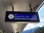 Zugzielanzeige des IC 119  Bodensee  in St. Anton am Arlberg. Aufgenommen am 10.08.2019