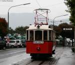 Wagen 5 (Museumstriebwagen) der Gmunder Straenbahn am Franz Jospeh Platz in Gmunden 29.8.09