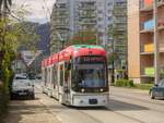 Graz. Cityrunner 653 war am 16.04.2021 auf der Linie 1 von Eggenberg nach Hilmteich unterwegs, hier in der Laudongasse.