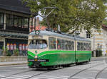 Graz. Am 06.09.2020 fand ein Öffnungstag im Tramway Museum Graz statt, eingesetzt wurde unter anderem der Museumstriebwagen 267. Dieser ist hier bei der Haltestelle Hilmteich zu sehen.