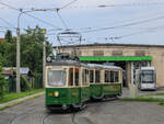 Graz. Am späten Nachmittag des 07.08.2020, ist hier TW 206 am Gelände der Remise Alte Poststraße zu sehen.