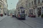 Graz GVB SL E (Tw 244) Herrengasse / Jungferngasse am 17. Oktober 1978. - Scan eines Farbnegativs. Film: Kodak Safety Film. Kamera: Minolta SRT-101.