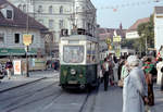 Graz GVB SL E (Tw 247) Jakominiplatz am 17. Oktober 1978. Scan eines Farbnegativs. Film: Kodak Safety Film 5075. Kamera: Minolta SRT-101.