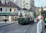 Graz GVB SL E (Tw 247) Jakominiplatz am 17. Oktober 1978. - Scan eines Farbnegativs. Film: Kodak Safety Film 5075. Kamera: Minolta SRT-101.