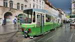 Straßenbahn-Triebwagen 603 in Graz am Hauptplatz, 16.6.19

