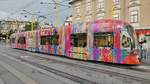 Straßenbahn-Triebwagen 652 in Graz am Jakominiplatz, 16.6.19  