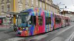 Straßenbahn-Triebwagen 652  UNESCO City of Design  in Graz am Jakominiplatz, 16.6.19