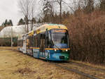 Graz. Cityrunner 657 fuhr am 29.02.2020 auf der Linie
1. Das Fahrzeug hat hier die Haltestelle Rettenbach verlassen
und ist auf dem Weg nach St. Johann bzw. Eggenberg/UKH. 