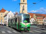 Graz. Nach zwei Monaten Corona-Ferien darf TW 603 nun wieder im Planverkehr unterwegs sein. Am 06.05.2020 war dieser auf der Linie 1 anzutreffen, hier auf der Murbrücke bzw. Erzherzog-Johann-Brücke. 