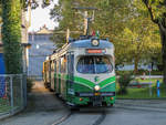 Graz. Am 04.10.2020 fand österreichweit der ORF Museumstag statt. TW 267 diente als Shuttle zwischen Jakominiplatz und Mariatrost, hier in der Steyrergasse.