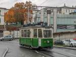 Graz. Am Vormittag des 27.10.2020 veranstaltete eine Gruppe eine Sonderfahrt mit TW 206. Auf dem Weg zum LKH begegnete mir der Oldtimer in der Neuen Stiftingtalstraße.