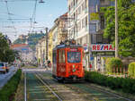 Graz. Nachschuss: Am Abend des 28.06.2021 veranstaltete das Tramway Museum Graz eine Sonderfahrt mit dem ehemaligen Arbeitswagen 251. Zu sehen ist der Treibwagen bei der Conrad-von-Hötzendorf-Straße.