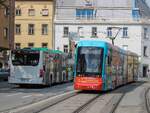 Graz. Variobahn 239 konnte ich hier am 29.08.2020 beim befahren der  Jakominirampe  als Linie 5 fotografisch festhalten.