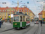 Graz. Nach einem Jahr Pause fand am 02.10.2021 die <i>Lange Nacht der Museen</i> statt. TW 206 vom Tramway Museum Graz ist hier am Jakominiplatz.