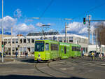 Graz. Zum Faschingdienstag, fährt hier am 13.02.2024 der TW 604 in die Schleife Zentralfriedhof.