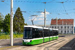 Graz. Nach wie vor wartet Flexity 545 auf seine beh�rdliche Zulassung f�r den Fahrgasteinsatz. Bis dahin sonnt er sich am Gel�nde der Remise Alte Poststra�e, so auch am 25. Mai 2026.