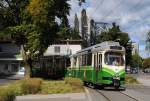 Tw.508 biegt von der Eisteichgasse in die Dr. Robert Graf Straße ein. (23.09.2014)