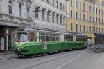 Triebwagen 505 ist am 23.01.2015 auf der Linie 7 eingesetzt und fährt die Leonhardstraße stadtauswärts.