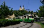 Hier nun ein weiteres Motiv von TW 267 von 05.07.2015 von ersten Tag als Museumwagen vom Tramway Musuem Graz auch in der Schleife in Mariatrost mit der Basilika im Hintergrund, diese Fotostelle