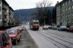 Innsbruck IVB SL 3 (Lohner-GT6 73) Amraser Strasse / Gerhart-Hauptmann-Strasse im Februar 1987.