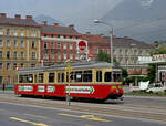 Innsbruck IVB SL 1 (GT6 86 (ex Hagen, DÜWAG/Kiepe)) Anton-Melzer-Straße am 14. Juli 1978. - Scan eines Farbnegativs. Film: Kodak Kodacolor II. Kamera: Minolta SRT-101.