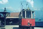 Straßenbahn Innsbruck___Tw 53 [1909: Graz, AEG; 1961-71 Schienenschleifwagen, als Museumswagen erhalten] im Depotgelände Bergisel.__10-08-1973