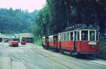 Straßenbahn Innsbruck___Tw 31 [1900, SIG/Siemens] ex Basel,1950 nach Innsbruck, 1966-78 Verschub-Tw im gemischten Depot-und Haltestellenbereich in Bergisel.__10-08-1972
