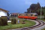 Innsbruck Tw 85 auf der Stubaitalbahn bei Mutters, 28.07.1989.