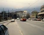 Innsbruck IVB SL 3 (Lohner-GT6 74) Amraser Strasse im Feber 1987.