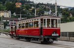 TW 1 rangiert am 16.September.2016 die Bw 111 und 124 am Gelände des  Localbahnmuseums  in Innsbruck. Die Garnitur führte im Rahmen der Feierlichkeiten anlässlich des Jubiläums  75 Jahre IVB  auch mehrere Fahrten durch.

