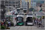 Hauptplatz Linz mit Strassenbahn und Pöstlingbergbahn.