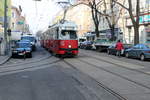 Wien Wiener Linien SL 6 (E1 4519 + c3 1222) X, Favoriten, Quellenstraße / Leibnizgasse am 13. Februar 2017. 