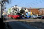 Wien Wiener Linien SL 25 (E1 4742 + c4 1318) XXI, Floridsdorf, Donaufelder Straße am 13. Februar 2017.