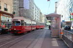 Wien Wiener Linien SL O (E1 4520 + c3 1211) III, Landstraße, Invalidenstraße / Landstraßer Hauptstraße / ÖBB-Bahnhof Wien Mitte am 11. Mai 2017.