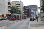 Wien Wiener Linien SL 31 (B 663) XX, Brigittenau, Jägerstraße / Brigittaplatz (Hst. Brigittaplatz) am 29. Juni 2017. - In der Zeitspanne vom 6. Juni bis 3. September d.J. fährt die SL 31 durch die Jägerstraße, weil die Wiener Linien Gleisbauarbeiten in der Klosterneuburger Straße, durch die der 31er normalerweise fährt, durchführen.