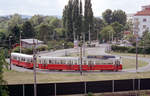 Wien Wiener Linien SL 21 (E1 47xx + c4 1301) II, Leopoldstadt, Wehlistraße / Endst. Stadlauer Brücke am 25 juli 2007. - Scan von einem Farbnegativ. Film: Agfa Vista 200. Leica C2.