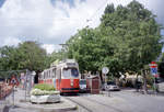 Wien Wiener Linien SL D (E2 4008 + c5 1408) XIX, Döbling, Nußdorf, Zahnradbahnstraße (Endstation Beethovengang, Einstieg) am 4. August 2010. - Scan von einem Farbnegativ. Film: Kodak 200-8. Kamera: Leica C2.