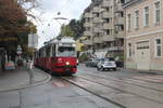Wien Wiener Linien SL 49 (E1 4548 (Bombardier-Rotax 1975)) XIV, Penzing, Oberbaumgarten, Hütteldorfer Straße / Hochsatzengasse (Hst.