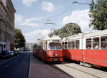 Wien Wiener Linien SL 5 (E1 4556) II, Leopoldstadt, Nordwestbahnstraße am 4. August 2010. - Scan eines Farbnegativs. Film: Kodak FB 200-7. Kamera: Leica C2.