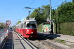 Wien Wiener Linien SL 6 (E1 4536 + c4 1311) XI, Simmering, Kaiserebersdorf, Etrichstraße (Hst. Valiergasse) am 20. April 2018.