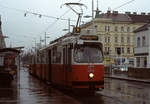 Wien Wiener Linien SL 71 (E2 4313) XI, Simmeringer Hauptstraße / Straßenbahnbetriebsbahnhof Simmering (Hst. Fickeysstraße) im Februar 2016. - Scan eines Farbnegativs. Film: Fuji RXP. Kamera: Konica FS-1.