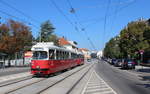 Wien Wiener Linien SL 49 (E1 4519 (Lohnerwerke 1973) + c4 1360 (Bombardier-Rotax, vormals Lohnerwerke, 1976) XIV, Penzing, Hütteldorf, Linzer Straße (Hst. Deutschordenstraße) am 31. Juli 2018.