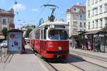 Wien Wiener Linien SL 49 (E1 4554 + c4 1356 (sowohl Tw als Bw: Bombardier-Rotax 1976)) XV, Rudolfsheim-Fünfhaus, Fünfhaus, Hütteldorfer Straße (Hst. Johnstraße) am 2. August 2018.